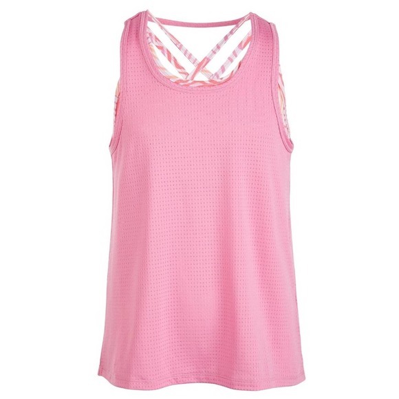 Ideology Big Girls Strappy Layered-Look Pink Zebra Print Tank Top, XL / 16 - Picture 1 of 5